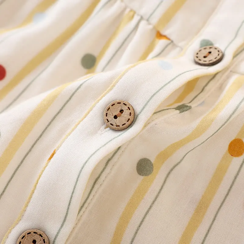 Gestreiftes Baumwoll-Pyjama-Set mit Polka-Dot-Top