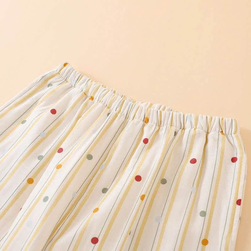 Gestreiftes Baumwoll-Pyjama-Set mit Polka-Dot-Top