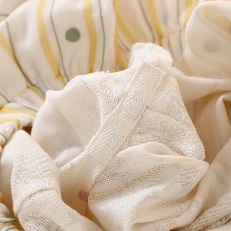 Gestreiftes Baumwoll-Pyjama-Set mit Polka-Dot-Top