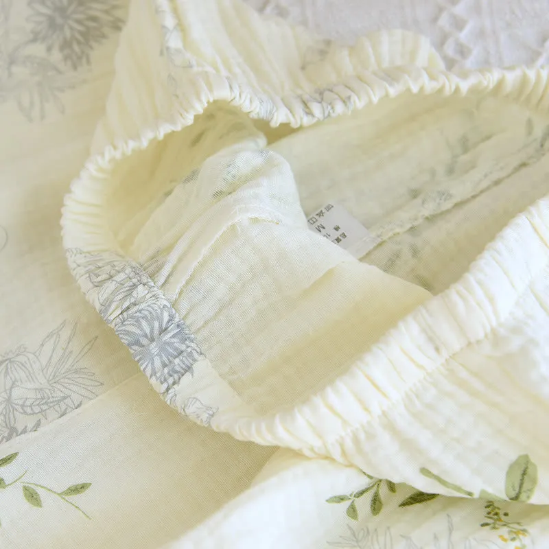Pyjama-Set aus Baumwolle mit Blätterprint, Trägertop und Baumwollunterwäsche