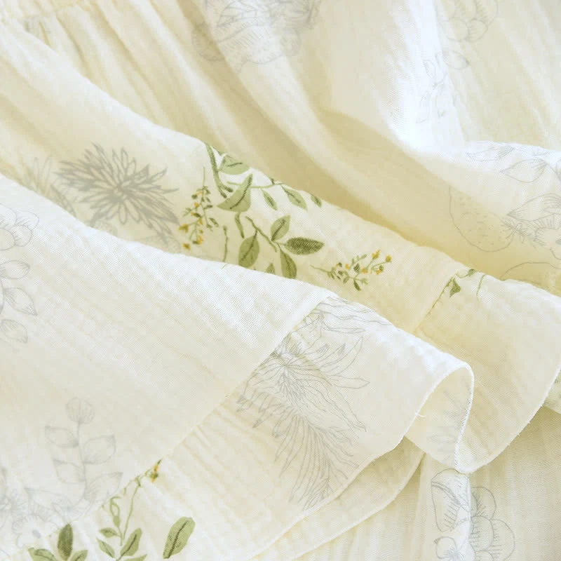 Pyjama-Set aus Baumwolle mit Blätterprint, Trägertop und Baumwollunterwäsche