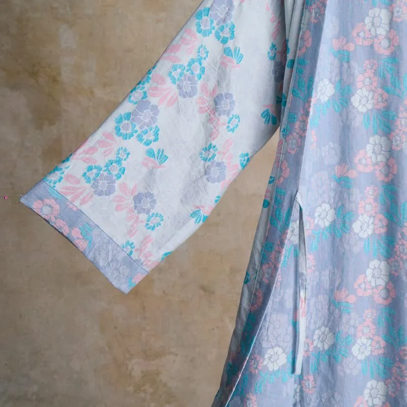 Charmante Kimono-Robe aus Baumwollgaze mit Blumenmuster