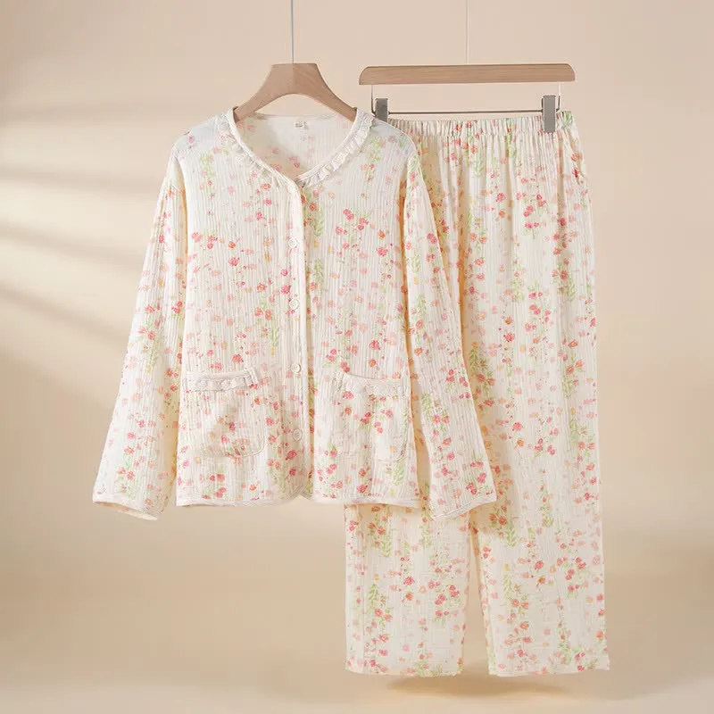 Elegantes Pyjama-Set aus begonienfarbener Baumwollgaze