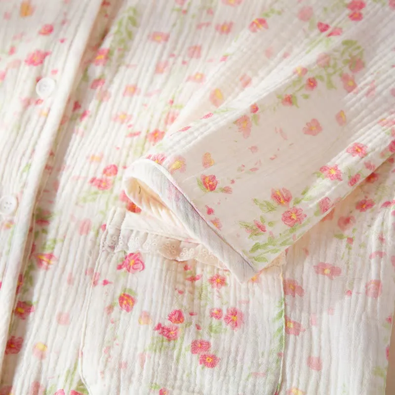 Elegantes Pyjama-Set aus begonienfarbener Baumwollgaze