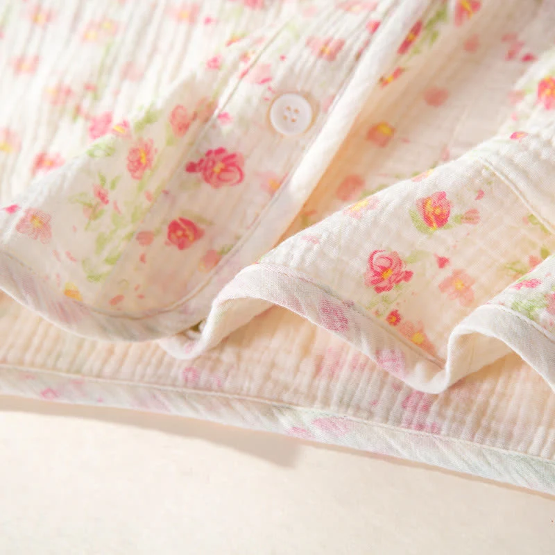 Elegantes Pyjama-Set aus begonienfarbener Baumwollgaze