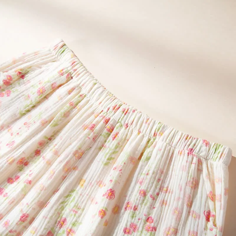 Elegantes Pyjama-Set aus begonienfarbener Baumwollgaze