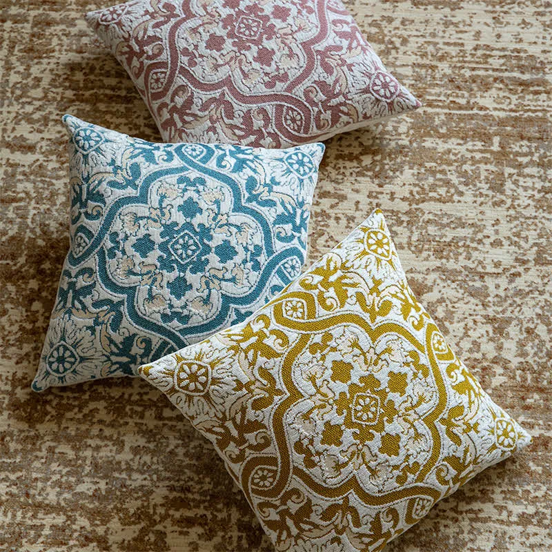 Jacquard-Kissenbezug mit Ton-in-Ton-Medaillonmuster