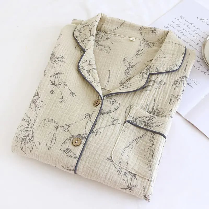 Elegantes Loungewear-Set aus Baumwolle mit Vintage-Blumenmuster