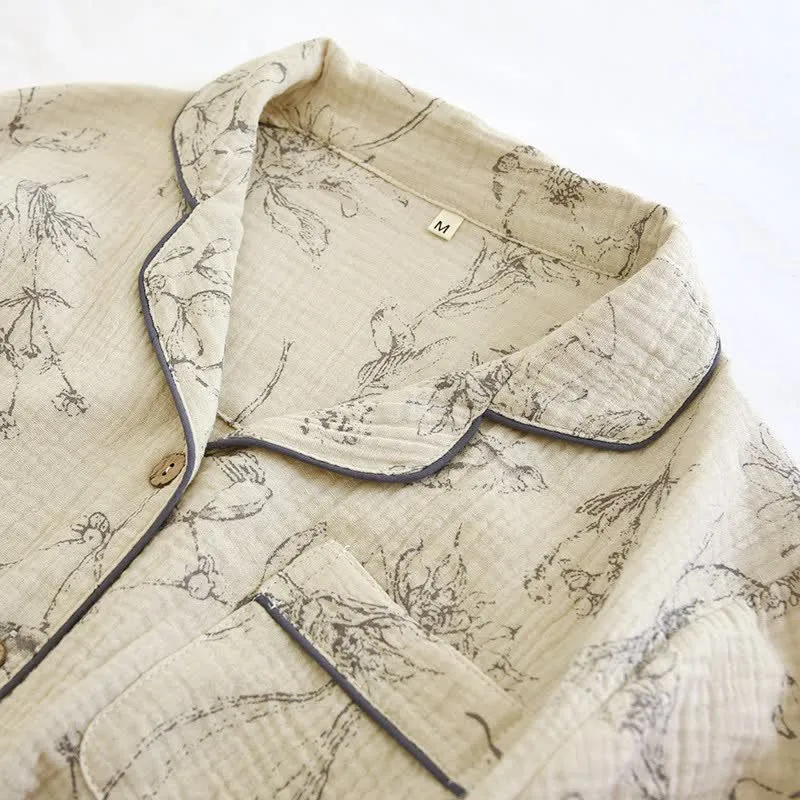 Elegantes Loungewear-Set aus Baumwolle mit Vintage-Blumenmuster