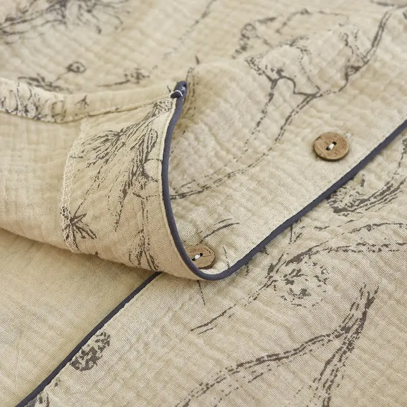 Elegantes Loungewear-Set aus Baumwolle mit Vintage-Blumenmuster