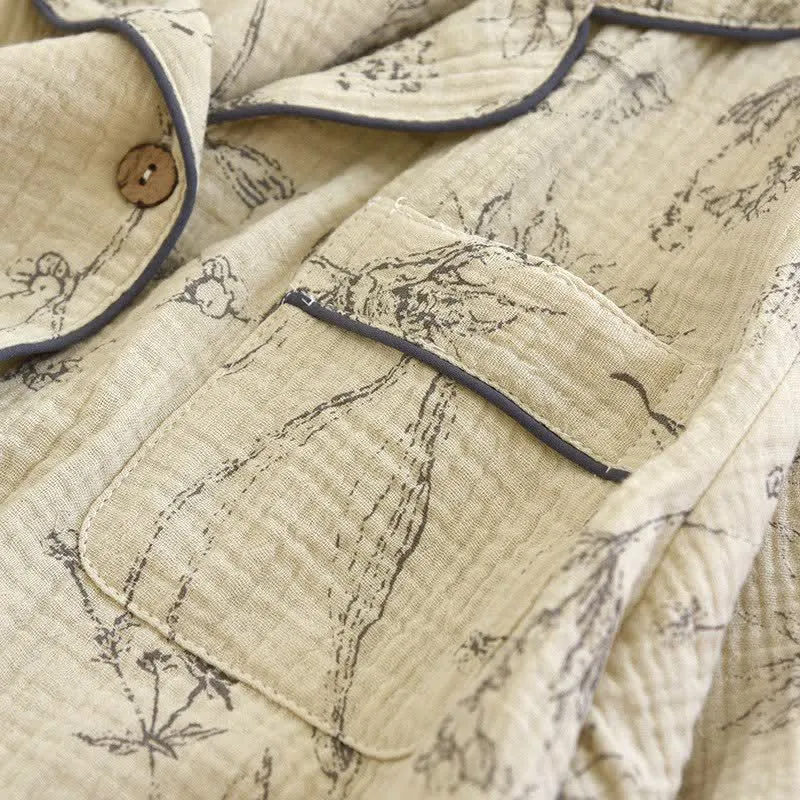 Elegantes Loungewear-Set aus Baumwolle mit Vintage-Blumenmuster
