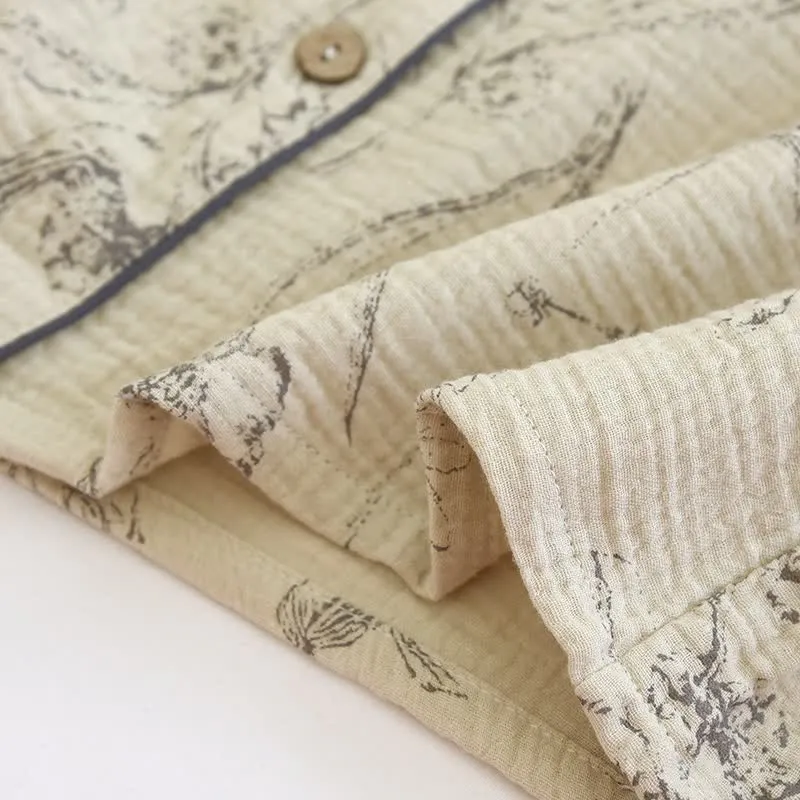 Elegantes Loungewear-Set aus Baumwolle mit Vintage-Blumenmuster