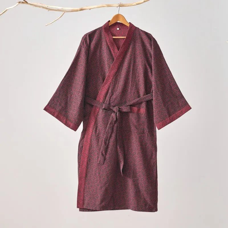 Ownkoti – Weihnachtsinspirierter Kimono-Bademantel aus Baumwollgaze