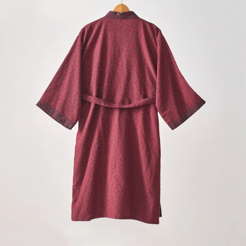 Ownkoti – Weihnachtsinspirierter Kimono-Bademantel aus Baumwollgaze