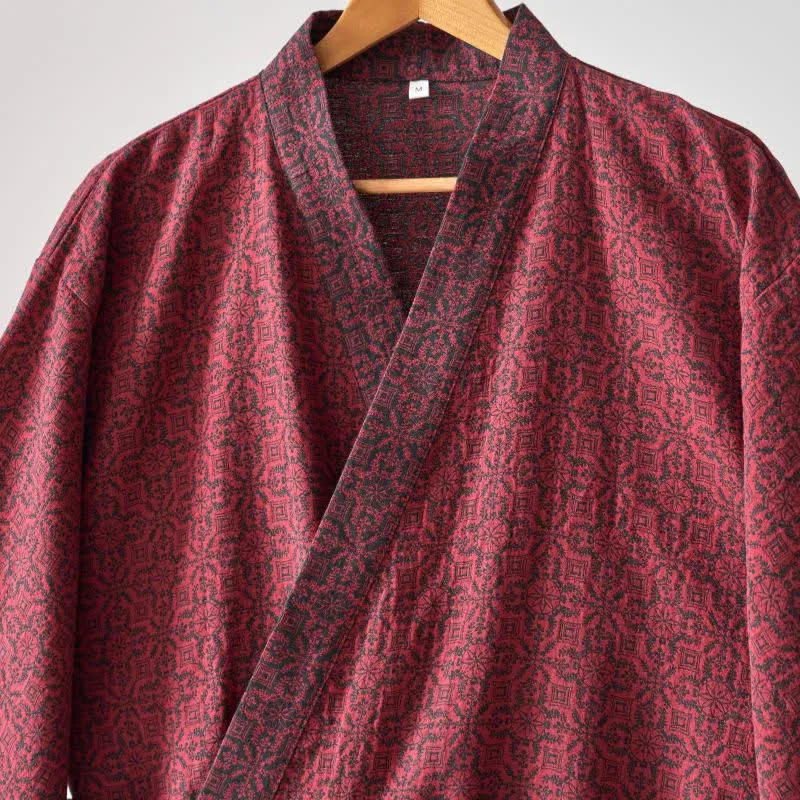 Ownkoti – Weihnachtsinspirierter Kimono-Bademantel aus Baumwollgaze