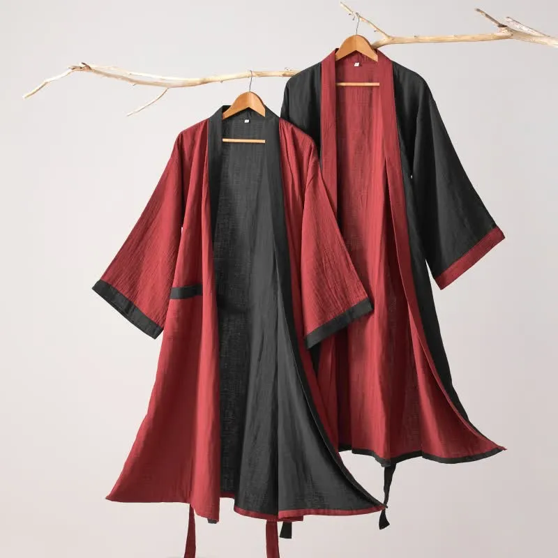 Ownkoti – Minimalistischer Kimono-Bademantel aus fester Baumwollgaze