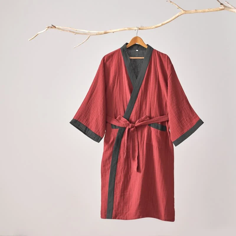 Ownkoti – Minimalistischer Kimono-Bademantel aus fester Baumwollgaze