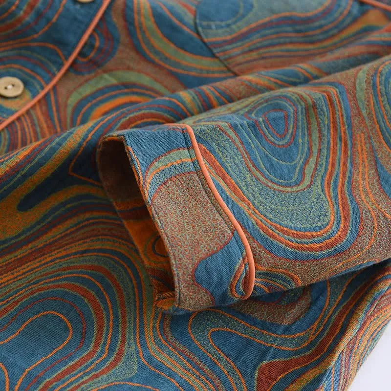 Künstlerisches abstraktes Pyjama-Set aus Baumwolle