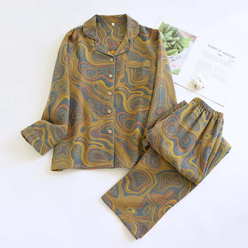 Künstlerisches abstraktes Pyjama-Set aus Baumwolle