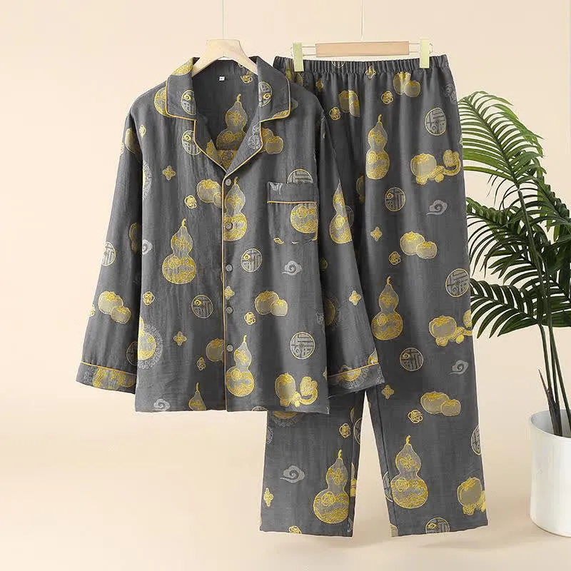 Auspicious Gourd Persimmon Loungewear-Set aus Baumwolle