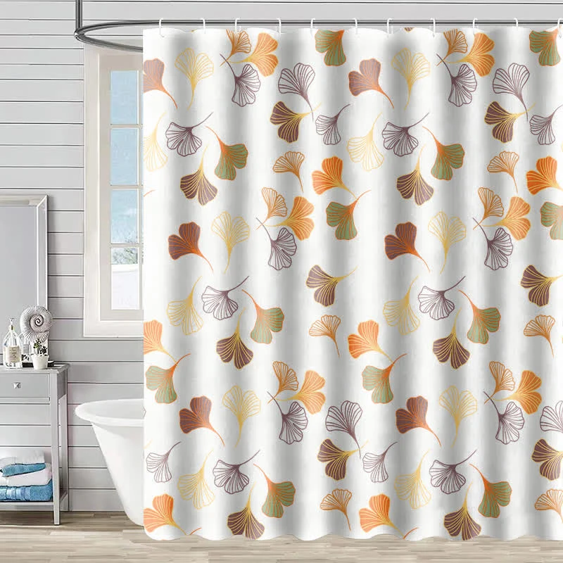 Eleganter Duschvorhang mit Ginkgoblatt-Motiv