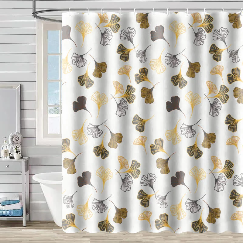 Eleganter Duschvorhang mit Ginkgoblatt-Motiv