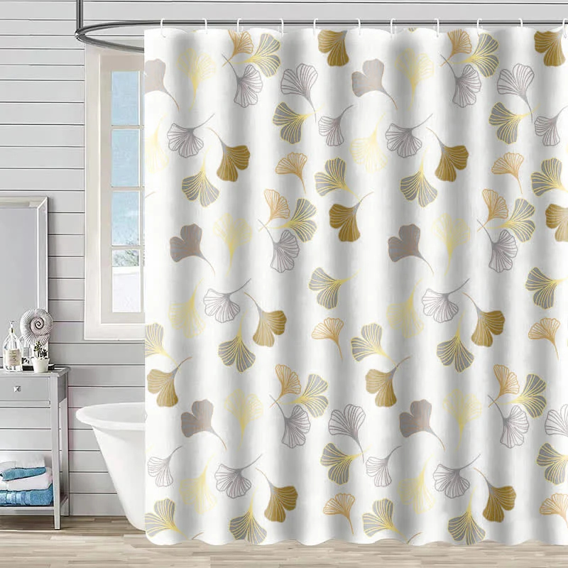Eleganter Duschvorhang mit Ginkgoblatt-Motiv