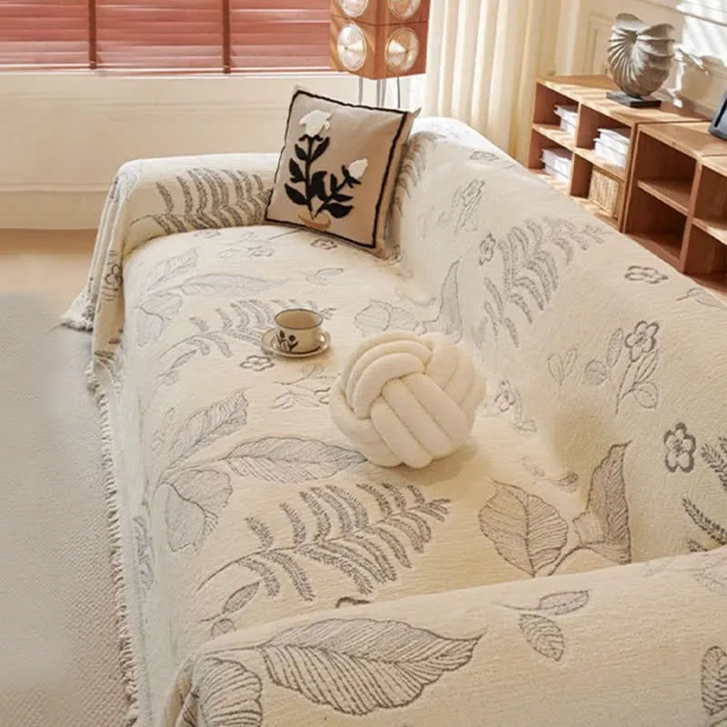 Sofa-Überwurfdecke aus Chenille mit ländlichen Blättern