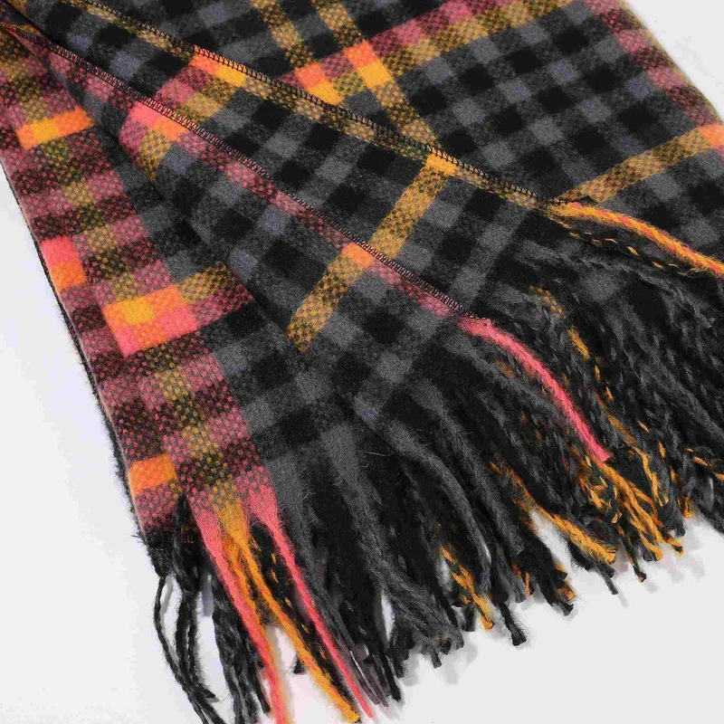Vintage Kariertes Reise-Schal-Cape mit Quaste