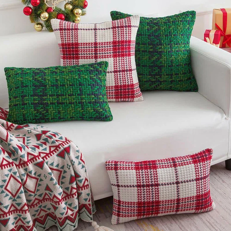 Moderner karierter Jacquard-Kissenbezug