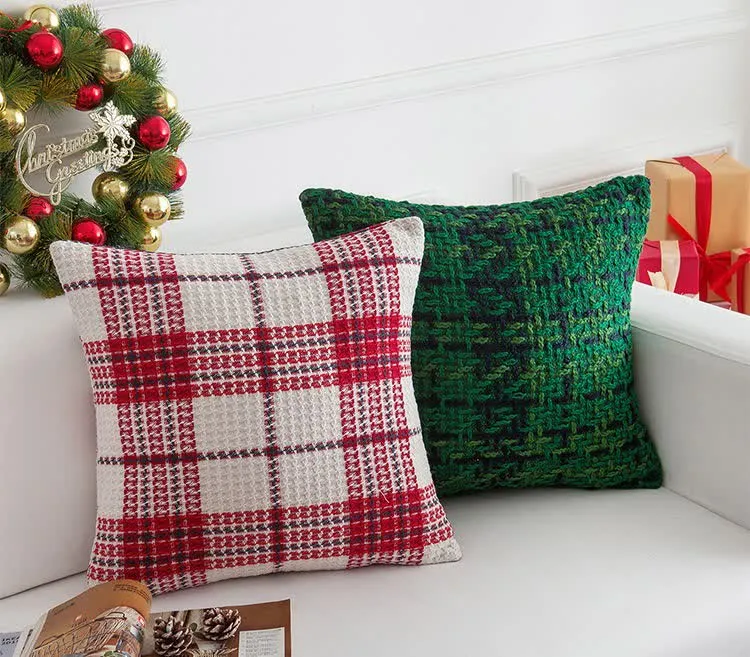 Moderner karierter Jacquard-Kissenbezug