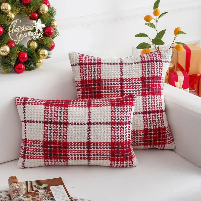Moderner karierter Jacquard-Kissenbezug