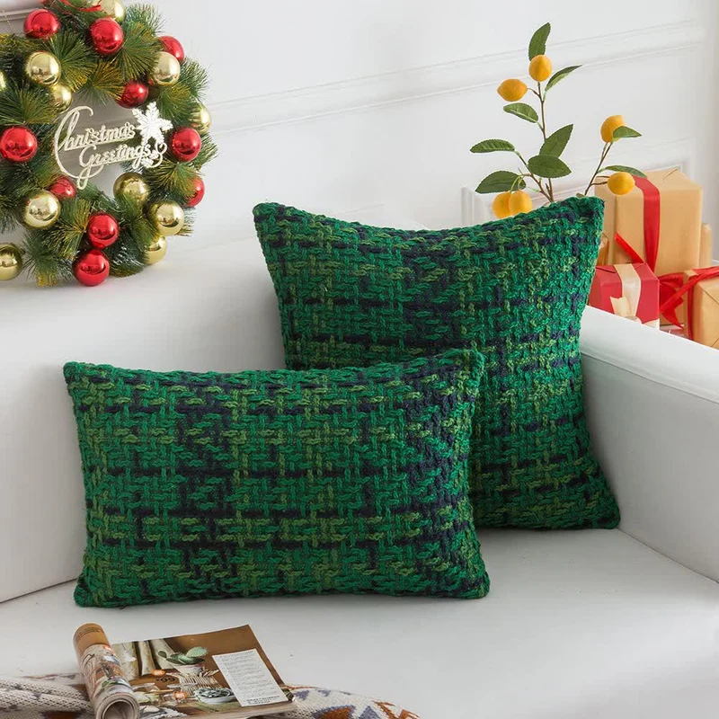 Moderner karierter Jacquard-Kissenbezug