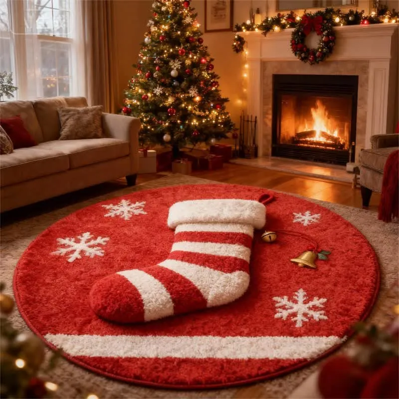 Ownkoti Weihnachtsstrumpf-Teppich mit 3D-Effekt
