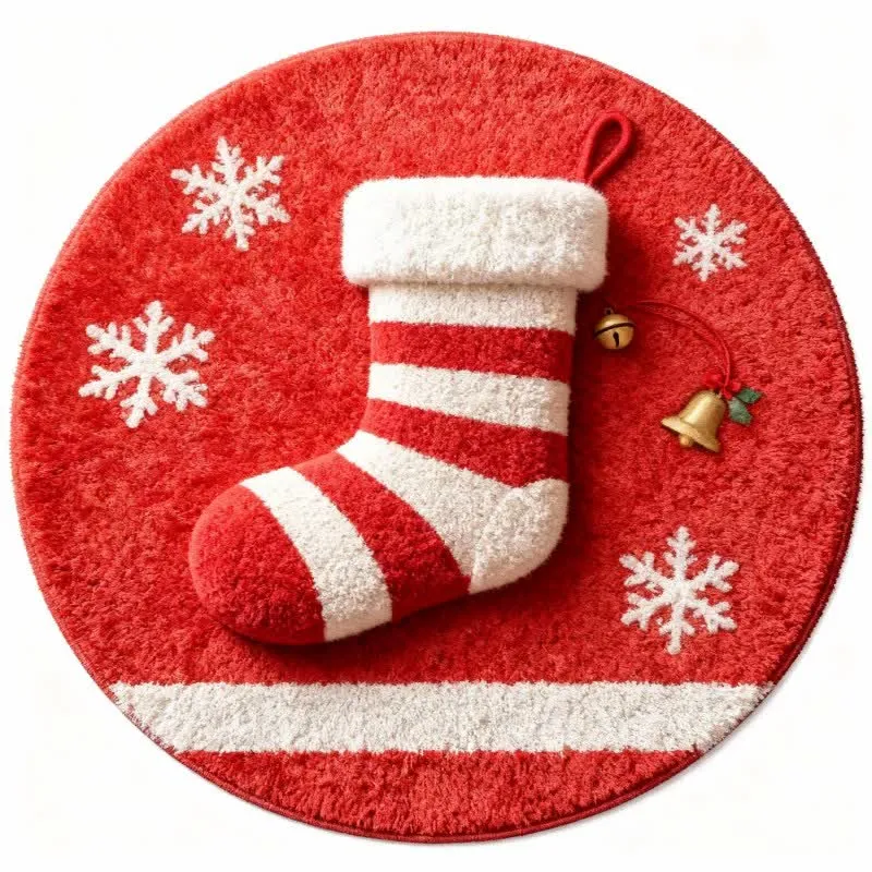 Ownkoti Weihnachtsstrumpf-Teppich mit 3D-Effekt