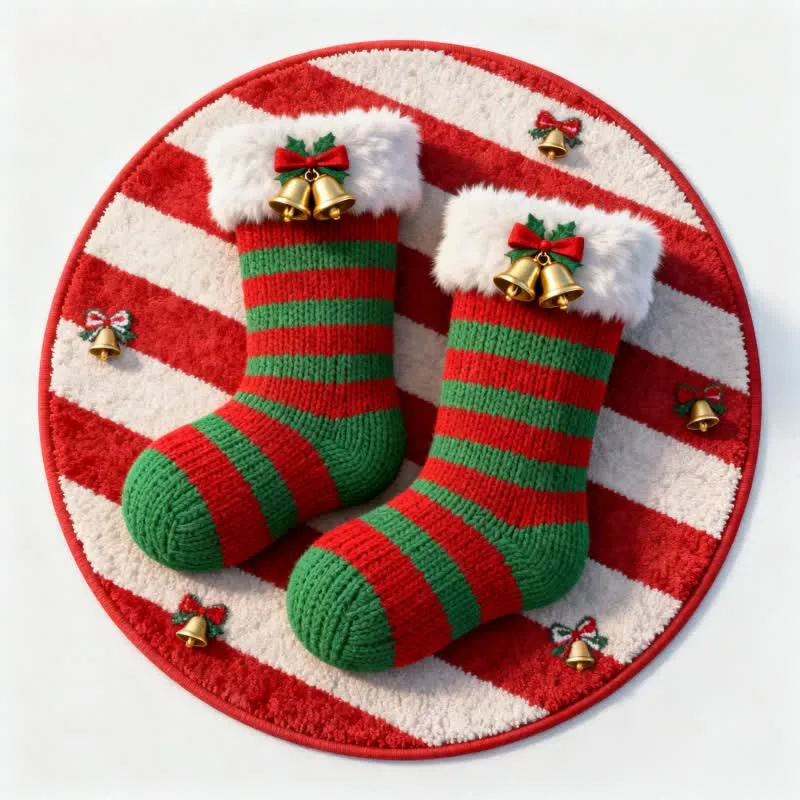 Ownkoti Weihnachtsstrumpf-Teppich mit 3D-Effekt