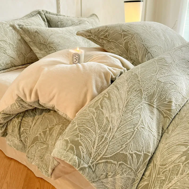 Kuscheliges, dickes Bettwäscheset aus geprägtem Fleece (4-teilig)