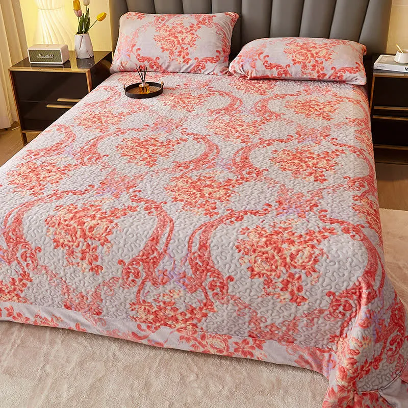 Ownkoti Vintage Floral Gesteppte Plüschdecke