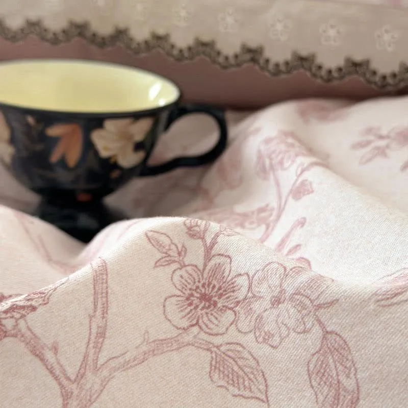 Vintage Bettwäsche-Set aus Baumwollspitze mit Blumenmuster