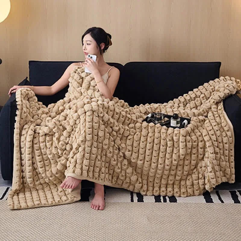 Moderne, luxuriöse Fleece-Überwurfdecke