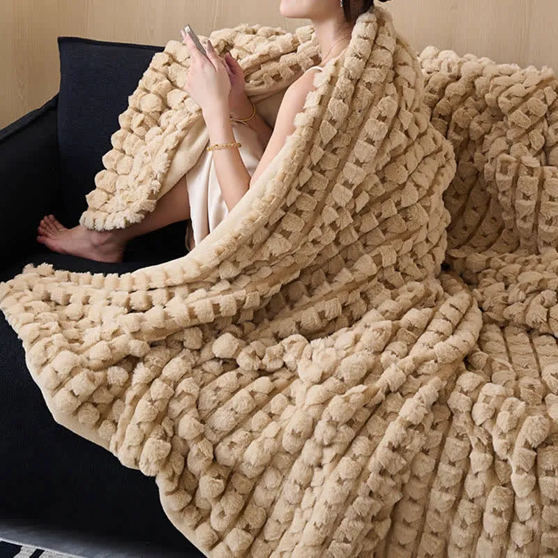 Moderne, luxuriöse Fleece-Überwurfdecke