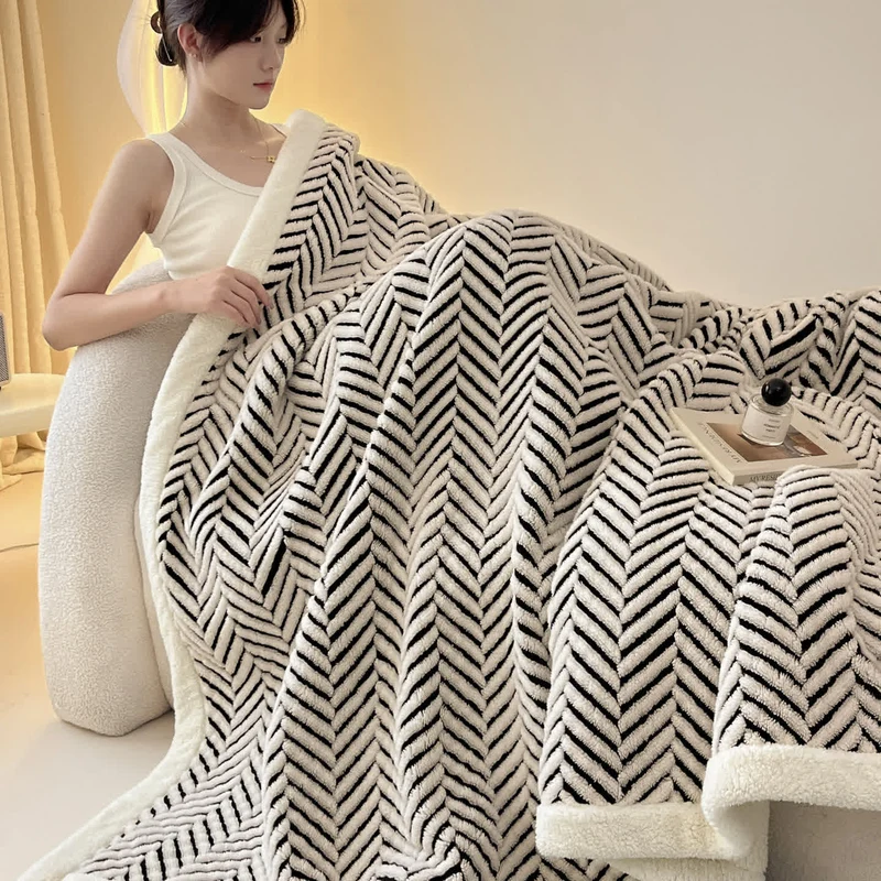 Moderne gestreifte Jacquard-Überwurfdecke