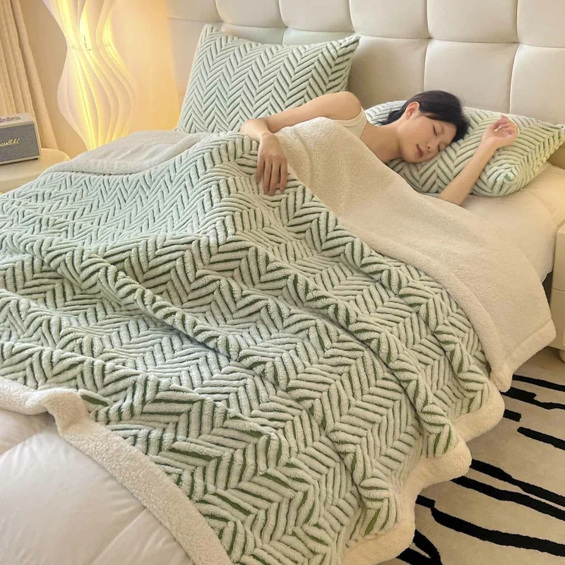 Moderne gestreifte Jacquard-Überwurfdecke