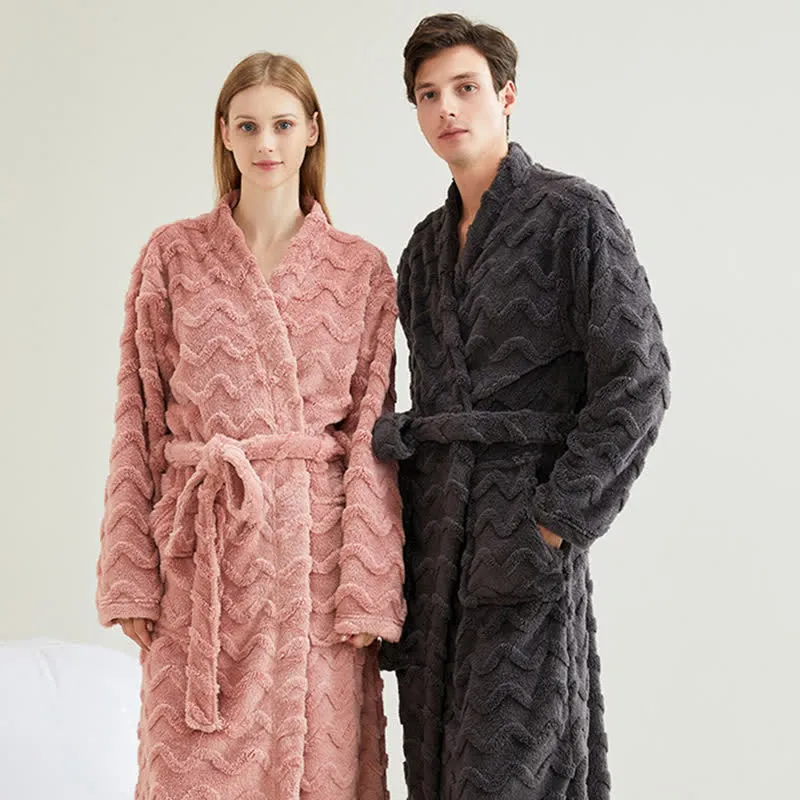 Unisex-Bademantel aus gewelltem Plüsch