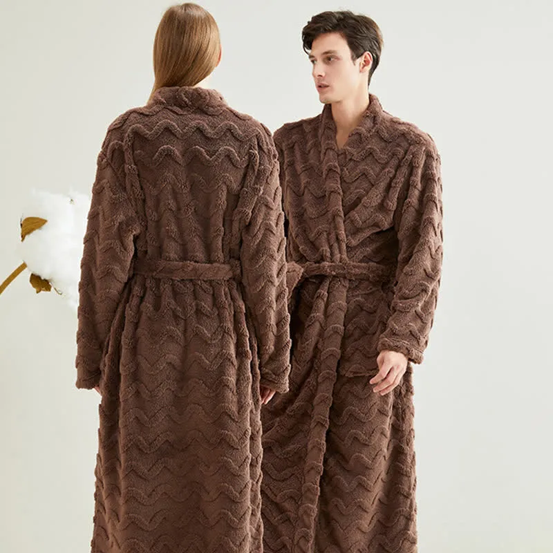 Unisex-Bademantel aus gewelltem Plüsch