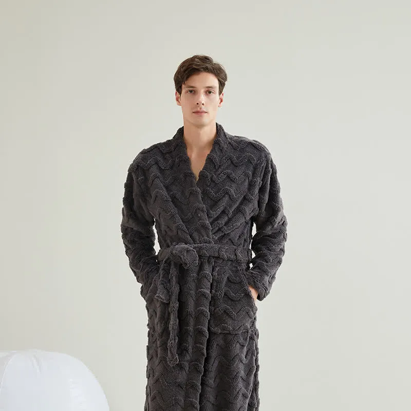 Unisex-Bademantel aus gewelltem Plüsch