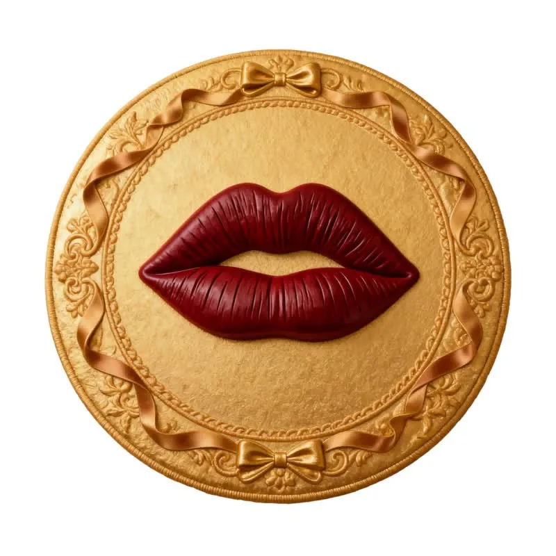 Teppich mit rotem Lippenmotiv und 3D-Effekt
