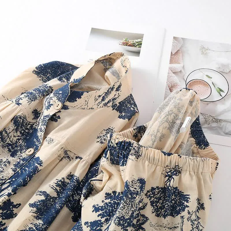 Loungewear im Retro-Oriental-Stil aus Baumwolle