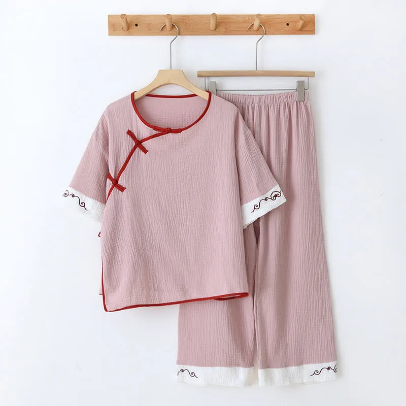 Loungewear im orientalischen Stil aus Baumwollgaze, Kimono