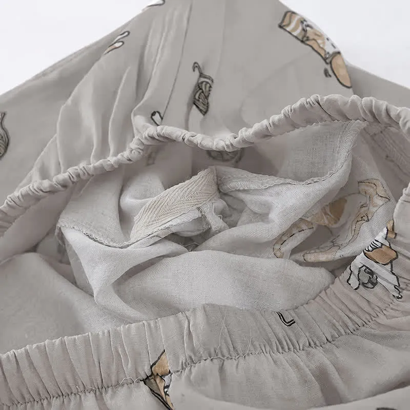 Partner-Kimono aus Baumwolle mit Katzenmotiven